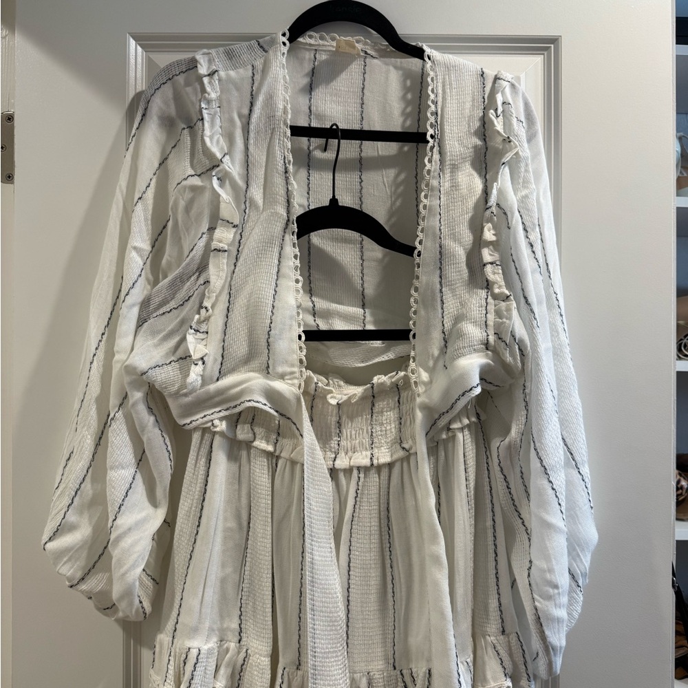 White Striped Boho Peasant Set